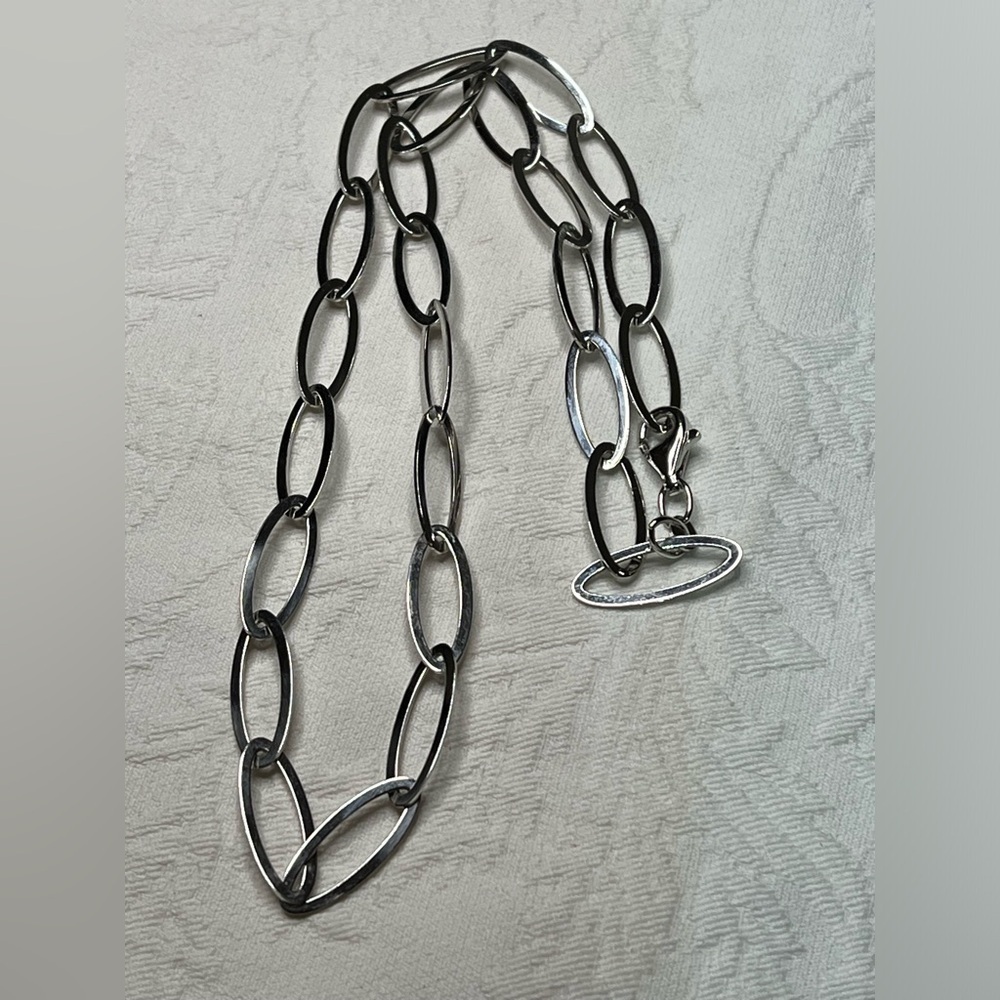Milor Vintage Italian Sterling Silver Oval Link Chain Necklace 22in - Picture 2 of 5